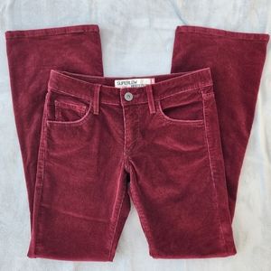 Levi's 518 superlow boot cut corduroy jeans juniors size 3, red burgundy color